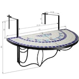 thumbnail of tectake Table de balcon rabattable 75 x 65 x 62 cm - blanc/bleu - 402766