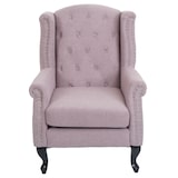 thumbnail of Chesterfield fauteuil, relax club fauteuil wing chair, waterafstotende stof/textiel ~ lichtroze met poef