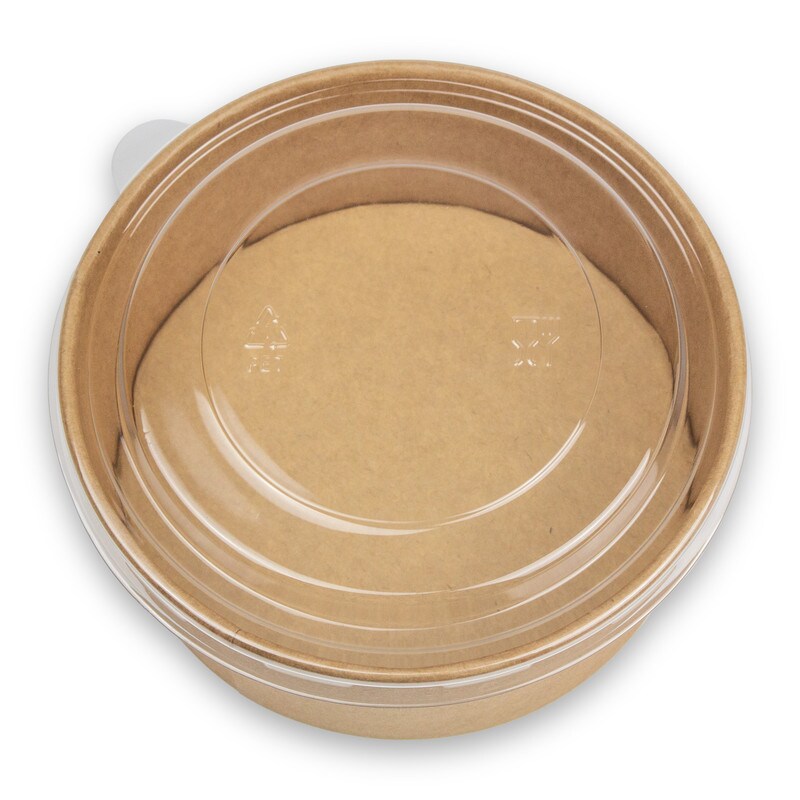 DayBays 1200 Stk. Salatschalen 1100 ml Salatbox Kombi 184x161x56 mm mit Deckel Kraft Braun Rund