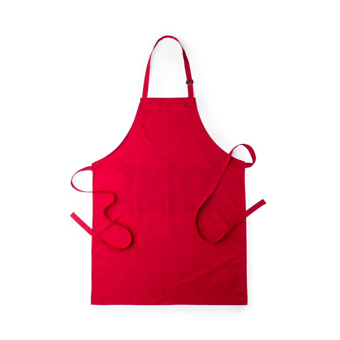 Delantal de Alta Calidad con doble bolsillo frontal y tirantes de cuello ajustables Rojo