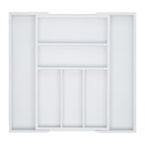 thumbnail of Relaxdays Besteckkasten Schublade, ausziehbar, variable Breite, 5 - 7 Fächer, Bambus Organizer, HxBxT: 5x48x46cm, weiß