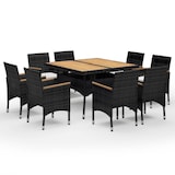 thumbnail of vidaXL 9-tlg. Garten-Essgruppe Poly Rattan und Massivholz Schwarz