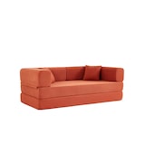 thumbnail of Klappsofa Cord Orange, 3-Sitzer Boden-Sofabett, wandelbar, mit Kissen, montagefrei