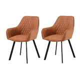 thumbnail of SalesFever Polsterstuhl 2er Set mit Armlehnen | Bezug Microfaser | Gestell Metall schwarz | Rautensteppung im Rückenbereich | hellbraun