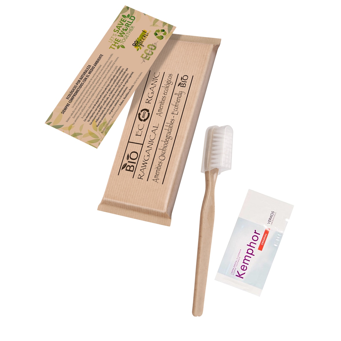 400 Sets dentales cepillo de y pasta de dientes - Kit dental ecológico envuelto individualmente en papel reciclado - Para hoteles y huéspedes