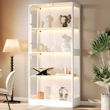 thumbnail of Merax LED Vitrinenschrank 80×35×170 cm, Glasvitrine modern Weiß, Sammlungsvitrine mit App-Steuerung, 4 Ebenen, Push-to-Open Türen