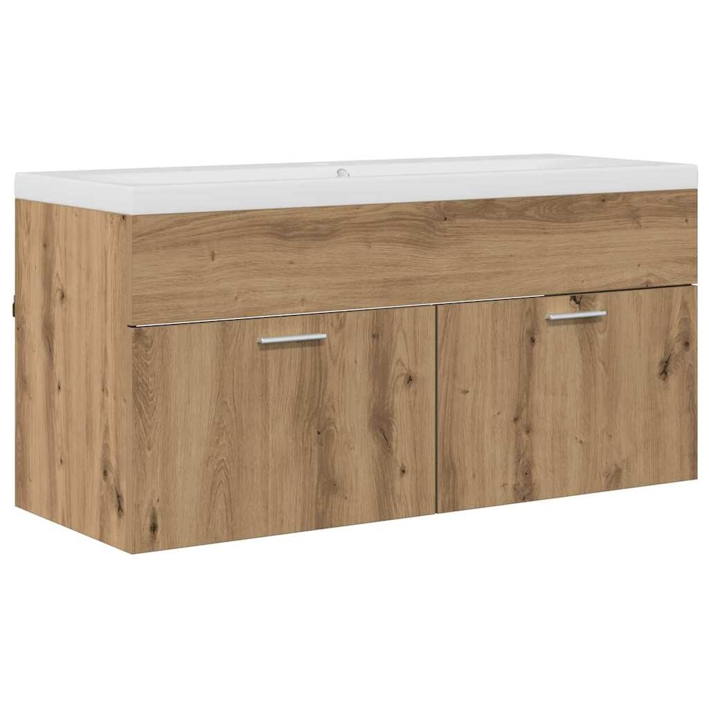 Helloshop26 - Moderner wandmontierter Badezimmerschrank 100 x 38,5 x 46 cm klare Linien praktisch Eichenholzkonstruktion 02_0056320