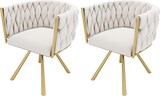 thumbnail of Drehbare Esszimmerstühle 2er-Set Samt Beige/Gold mit 360°-Drehfunktion