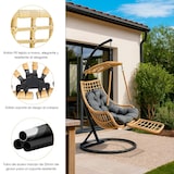 thumbnail of YOEVU - Silla colgante con reposapiés, gris y beige, para interior y exterior, confort premium