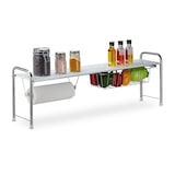 thumbnail of Relaxdays Spülbeckenregal mit Küchenrollenhalter, Küchenregal mit Korb, Metall, H x B x T: 32 x 94 x 23 cm, weiß/silber
