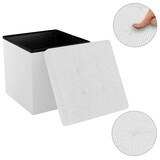 thumbnail of Intirilife Faltbare Sitzhocker 30x30x30 cm in SCHNEE WEIß - Sitzwürfel Fußhocker Aufbewahrungsbox mit Stauraum und Deckel aus Stoff mit Mulden