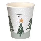 thumbnail of VEPATIM 250 Heißgetränkebecher Pappbecher "Tannenwald & Weihnachtsstern" 200ml mit Eichstrich