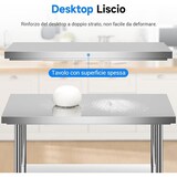 thumbnail of LEEVOT Tavolo da Cucina Professionale in Acciaio Inox, 2 Ripiani in Legno e Acciaio, Capacità di Carico 150KG/100KG (150x80cm)