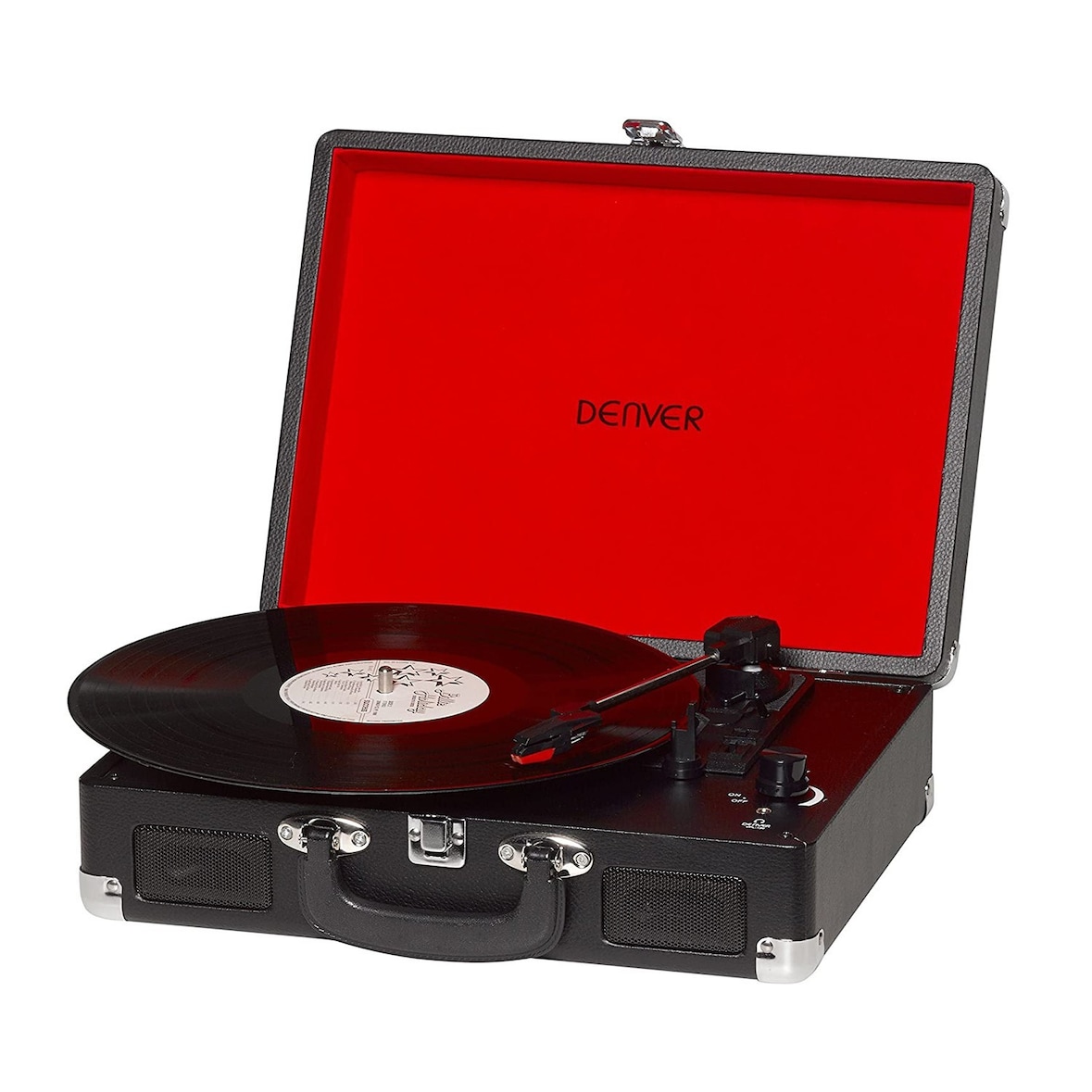 Lecteur de disques vinyles Denver  VPL-120BLACK, Haut-parleurs intégrés, Sortie Phono, pour vinyles 33 1/3, 45 et 78 Tours