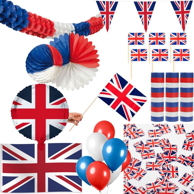 England Großbritanien Party Deko Set 249 tlg. Partyset Partydeko Union Jack