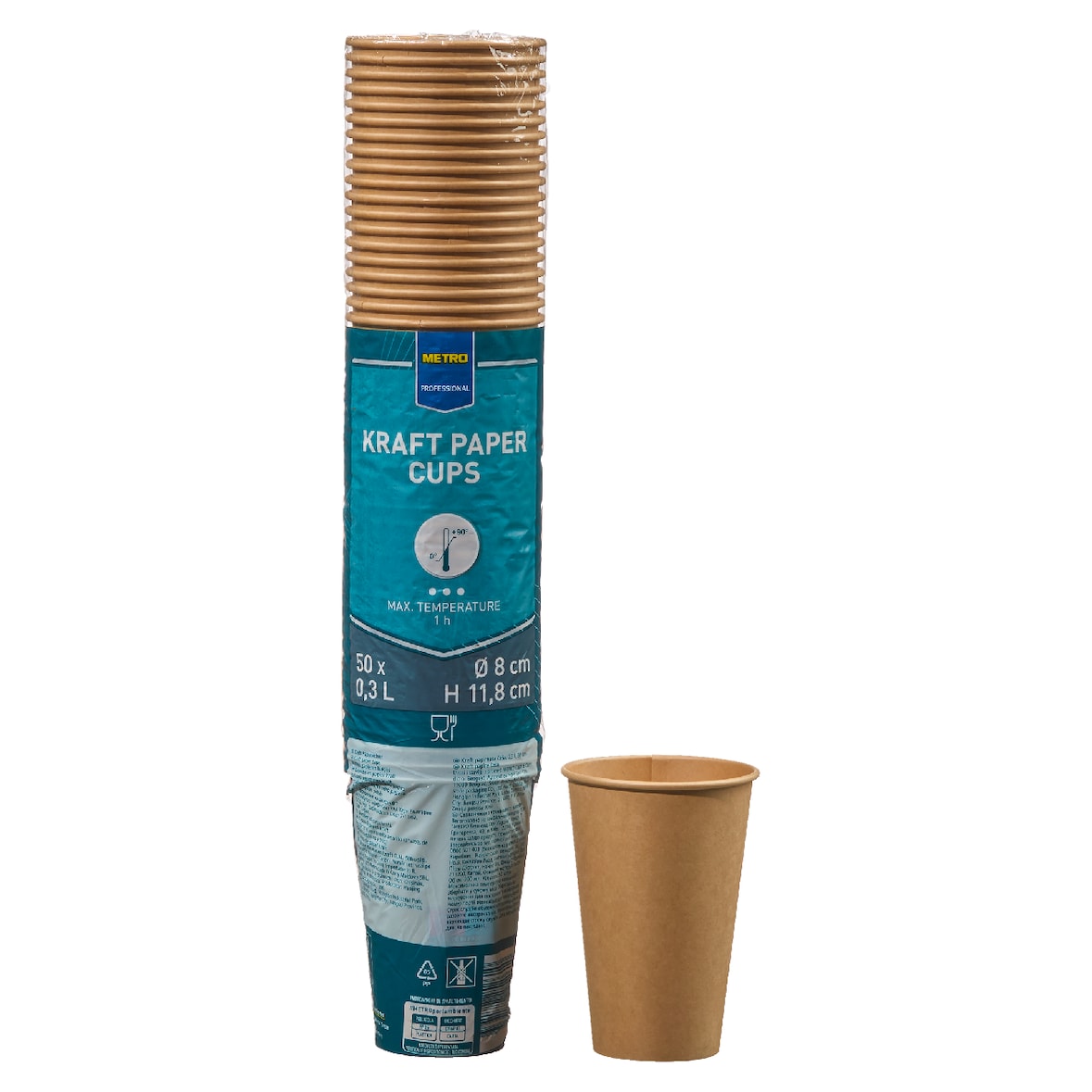 METRO PROFESSIONAL To-Go Becher, Kraftpapier, 0.3 L, Ø 8 x 11.8 cm, braun, 20 x 50 Stück