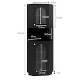 thumbnail of Badschrank Eckschrank Schwarz 167x45x45 cm mit integrierter Lichtleiste Glastür offenen Fächern verstellbaren Einlegeböden Kippschutz MDF