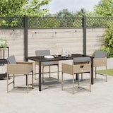 thumbnail of vidaXL 5-teiliges Gartentisch-Set mit Kissen in Beige aus Poly-Rattan