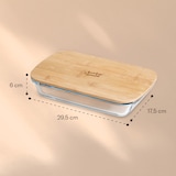 thumbnail of Aufschnittbox mit Deckel 1,6 Liter 2er Set Glas Bambus hitzebeständig Transparent