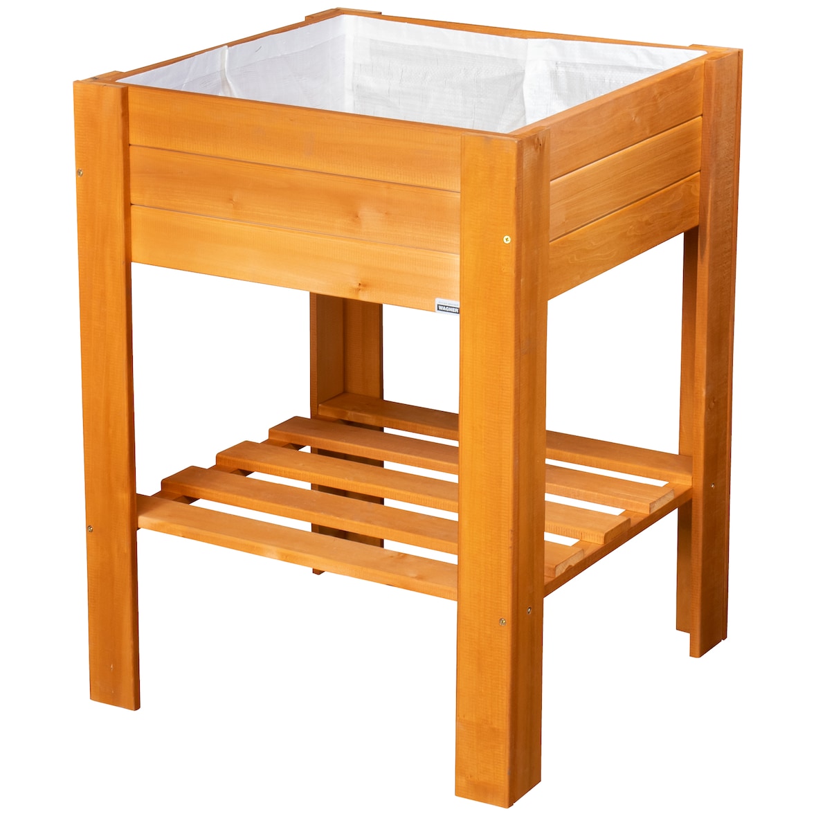 WAGNER GreenFAMILY Hochbeet GreenBOX Light - 53,5 x 53,5 x 70 cm, Massivholz kastanie, Regalboden&Pflanztasche- 25038001