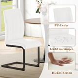 thumbnail of Esszimmerstuhl Set 2er Kunstleder Weiß+Schwarz 99x44x45 cm mit ergonomischer Rückenlehne, stabilem Metallgestell, modernem Design