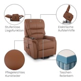 thumbnail of Fernsehsessel mit Aufstehhilfe, Relaxsessel mit elektrischer Liegefunktion, 2 Motoren, 120 kg belastbar, Kunstleder, Cognacbraun, Raburg Jan