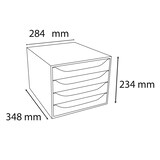 thumbnail of EXACOMPTA Cassettiera Ecobox 228699D, 4 cassetti, box in PS e cassetti in Ppl, (PxlxAlt) 34,8x28,4x23,4 cm, gamma Linicolor box grigio/cass.arlecchino