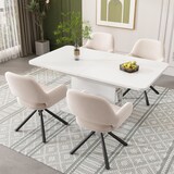thumbnail of Drehbare Esszimmerstühle 4er-Set aus Samt in Beige mit Armlehnen, modernes Design, belastbar bis 150 kg