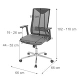 thumbnail of Bürostuhl | HxBxT 110x65x66 cm | Sitzhöhe 44cm | ergonomisch Kunstleder | Grau | Drehstuhl Schreibtischstuhl