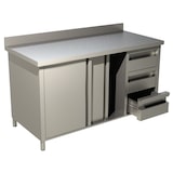 thumbnail of Arbeitsschrank mit Schiebetüren, Schubladen und Aufkantung B 180cm x T 60cm