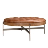 thumbnail of Angel Cerdá Runder Couchtisch aus dunkelbraunem Leder, Nussbaum und dunklem Stahl 2147C Ø100 x 40