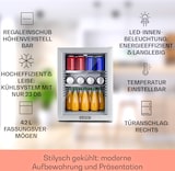 thumbnail of Brooklyn 42 Mini-Kühlschrank Glastür LED Ablage Silber