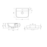 thumbnail of Waschbecken Flora Slim 45 cm Weiß Keramik mit Hahnloch & Überlauf – Design Wandwaschbecken mit Befestigung