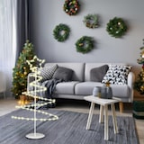 thumbnail of WellHome - Dekorativer weißer Weihnachtsbaum aus Metall mit Stern, 46 LED-Lichtern und Timer, 24 x 10 x 53 cm