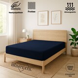thumbnail of EXKLUSIV HEIMTEXTIL Frottee Spannbettlaken Rundumgummizug Marke 180 x 200 cm Navyblau 80% Baumwolle 20% Polyester  Öko - Tex Zertifiziert Bed-Sheet