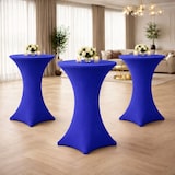 thumbnail of Stehtischhusse für Bistrotisch mit 4 verstärkten Fußlaschen elastisch Stretch OEKO-TEX zertifiziert  Ø 60-65x110-120 cm Royalblau (5 Stück)