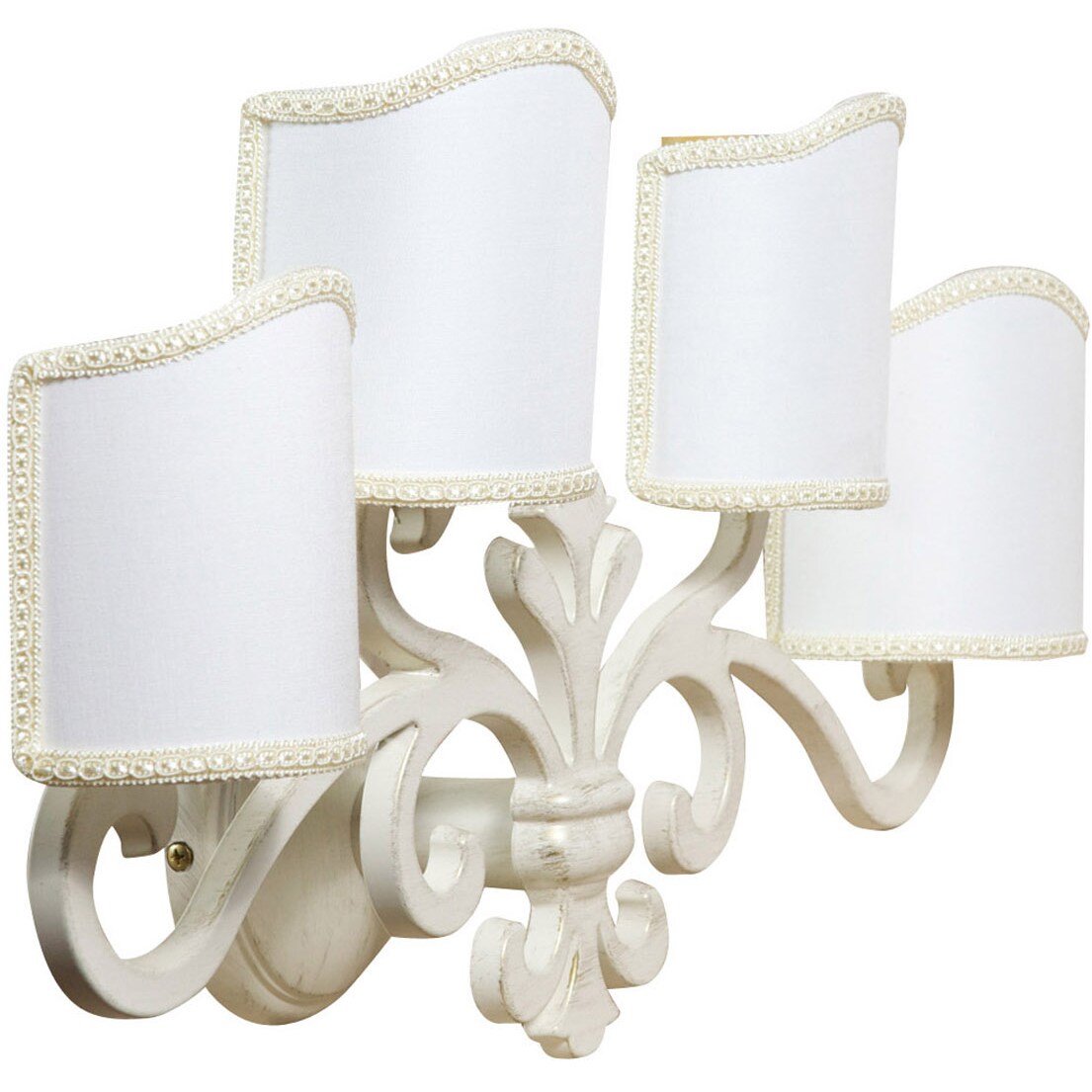 Lampada applique da muro style fiorentino in fusione di ottone patinato in bianco invecchiato L56XPR17XH30 cm Made in Italy