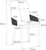 thumbnail of Esszimmerstuhl 2er Set 90x43x42 cm in Grau Samt Polsterstuhl im Rattan Design mit Metallbeinen Holzoptik belastbar bis 150 kg