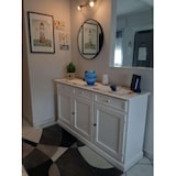 thumbnail of shopinnovativo -Credenza 3 ante 3 cassetti arte povera in legno massello e mdf con rifinitura in bianco 156x42x85 H