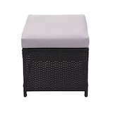 thumbnail of 2er-Set Poly-Rattan Hocker HWC-G16, Gartenhocker Sitzhocker, Gastronomie ~ schwarz, Kissen hellgrau