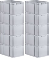 thumbnail of PROREGAL 10x Eurobox NextGen Grip mit Scharnierdeckel & blauen Verschlüssen | HxBxT 32x40x60cm | 65 Liter | Griffe geschlossen | Verstärkter Boden