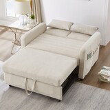 thumbnail of Zweisitzer-Klappsofa 82x114x77 cm Beige mit dreistufig verstellbarer Rückenlehne aus Baumwoll-Leinen-Stoff