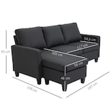 thumbnail of Kombinationssofa Leinen Dunkelgrau 197x139x91 cm, 3-Sitzer mit wendbarer Chaiselongue