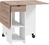 thumbnail of Klappbarer Esstisch mit Schublade und Ablagefächern, Platzsparender Ausziehtisch für Küche, Esszimmer, Wohnzimmer, Eiche