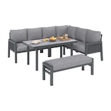 thumbnail of Merax Gartenmöbel Set für 8 Personen, Ecklounge mit Esstisch & Bänke, verzinktes Eisen, Glastischplatte, handgefertigtes PE-Geflecht, Grau