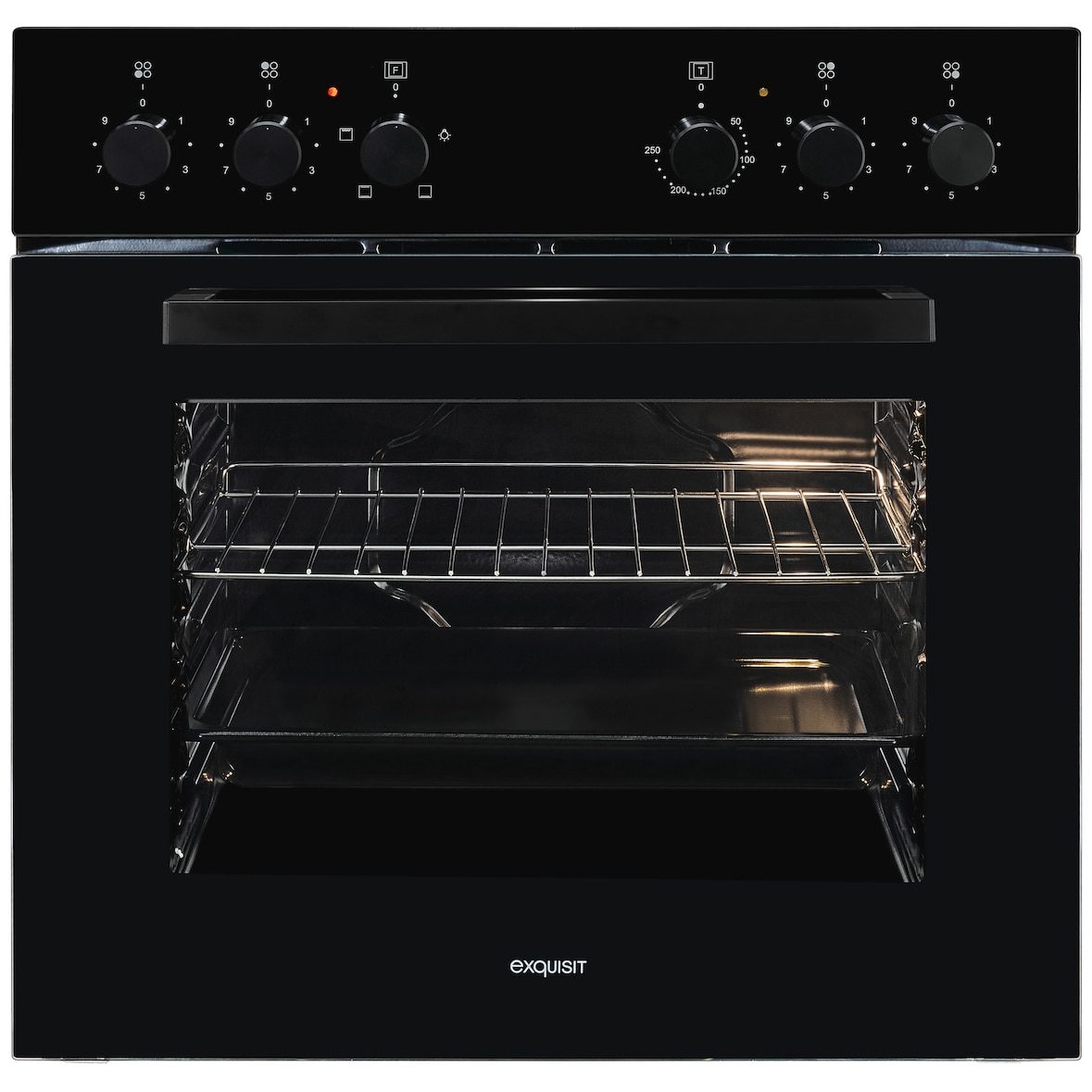 Exquisit Herd-Set EHE246-020-Set schwarz | Energieeffizienzklasse A | 59,0 l Garraum | Glaskeramik Kochfeld | Herd-Set 60 cm