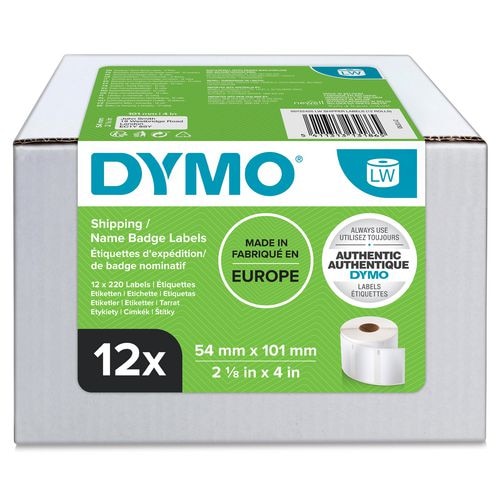 DYMO Pack de 12 rouleaux de 220 étiquettes LabelWriter 54 x 101mm