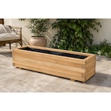 thumbnail of Jardinera rectangular de madera de pino tratada exterior 100x40x35 cm marrón 97 L