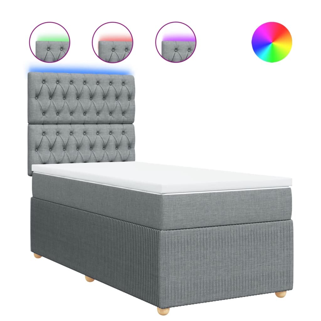 vidaXL Boxspringbett mit Matratze Hellgrau 80x200 cm Stoff
