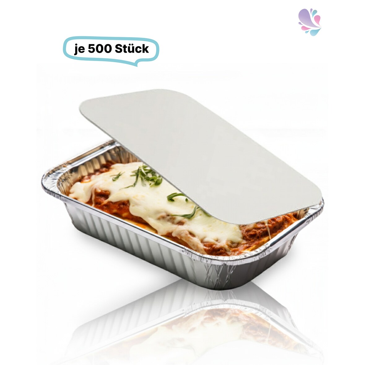 SET: Alu-Schale + Deckel, Menüschale, 900ml, ungeteilt, rechteckig, 800 Stk, 22,2 x 15,8 x 3,8 cm